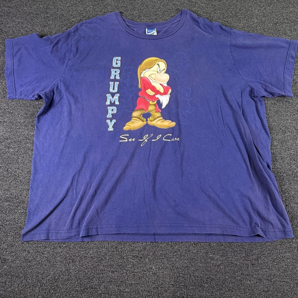 Disney T-Shirt Women 26/28 Grumpy See If I Care Purple Graphic EUC Jerry Leigh